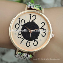 Big dial leather flower band hip hop watches